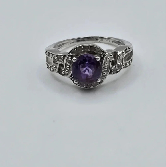 Genuine Amethyst Ring, Sterling Silver Ring - Picture 2 of 5